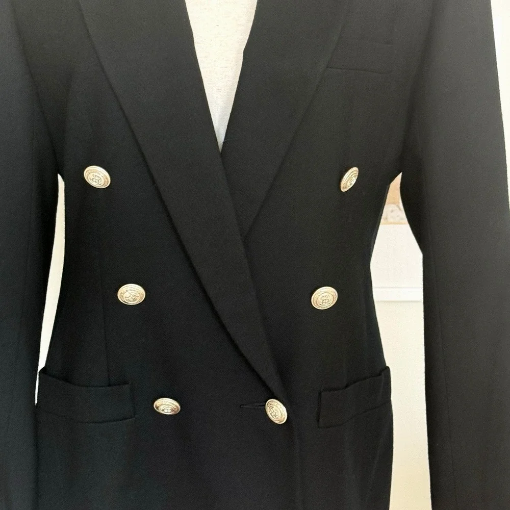 Vintage Liz Claiborne Collection Women's Size 6 Black Wool Double-Breasted Lined